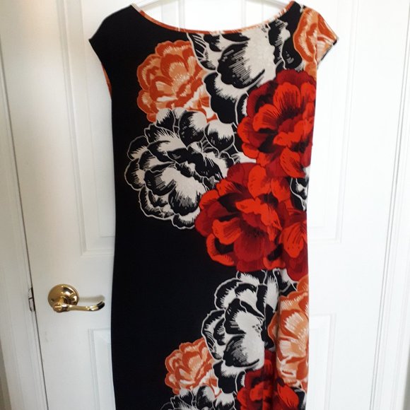 BEAUTIFUL DEBENHAMS THE COLLECTION BLACK FLORAL TIE RUCHED SIDE DRESS - Picture 5 of 6